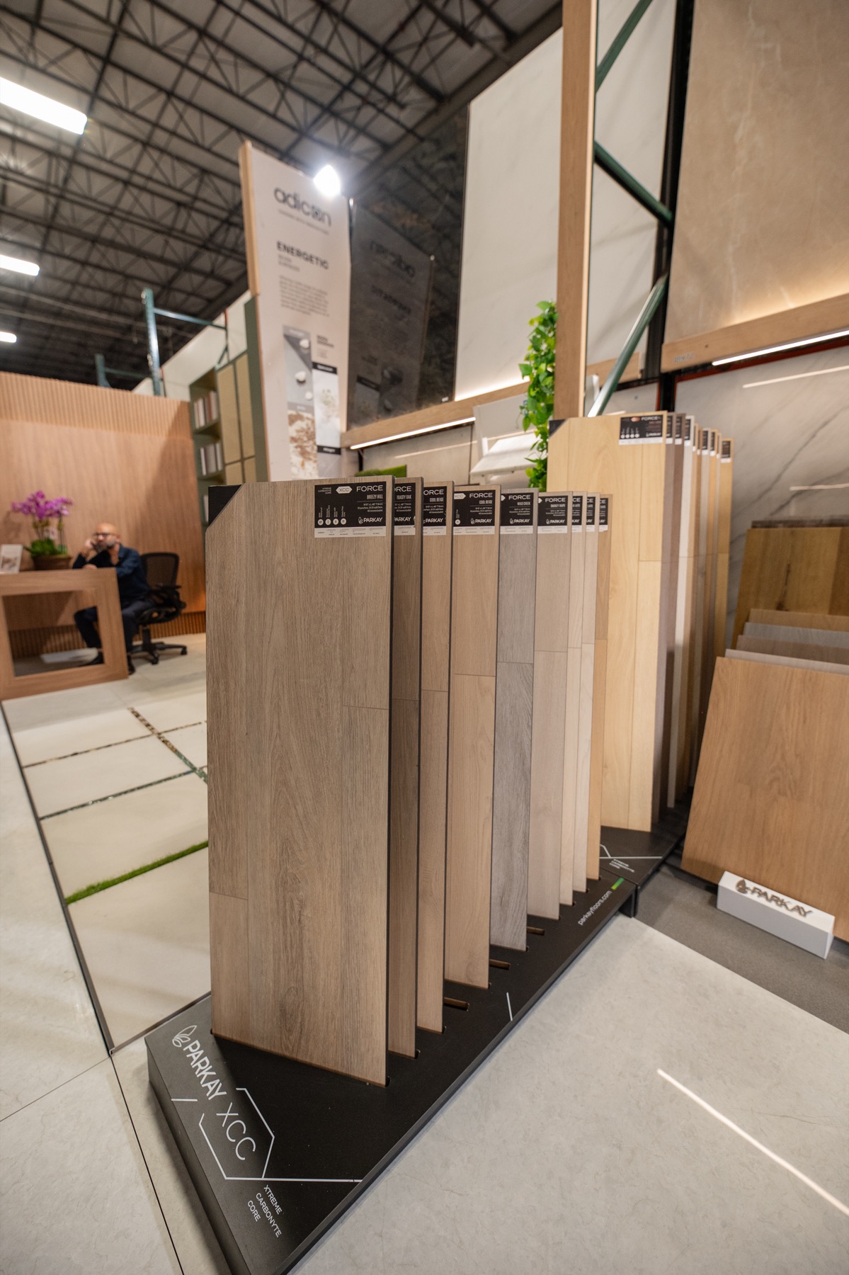 Wood flooring samples in the showroom