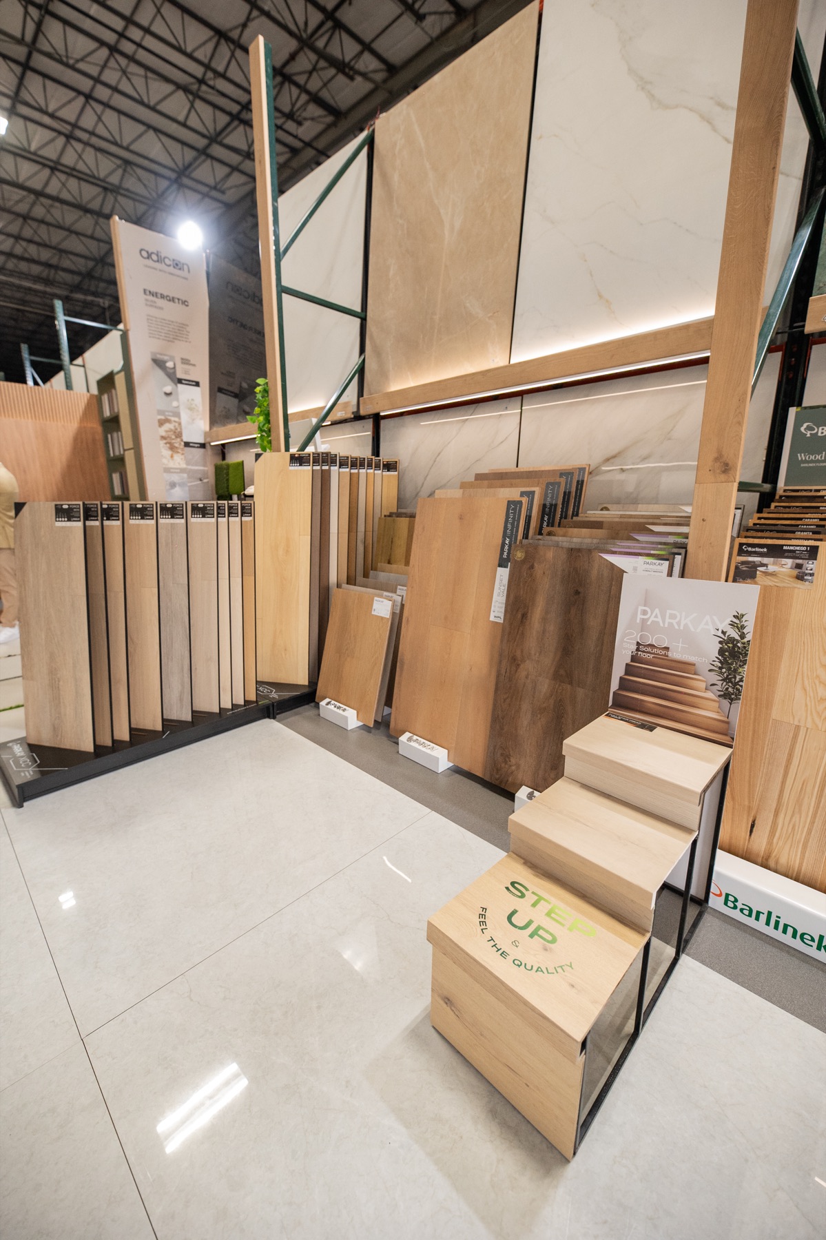 Close view of wood flooring samples